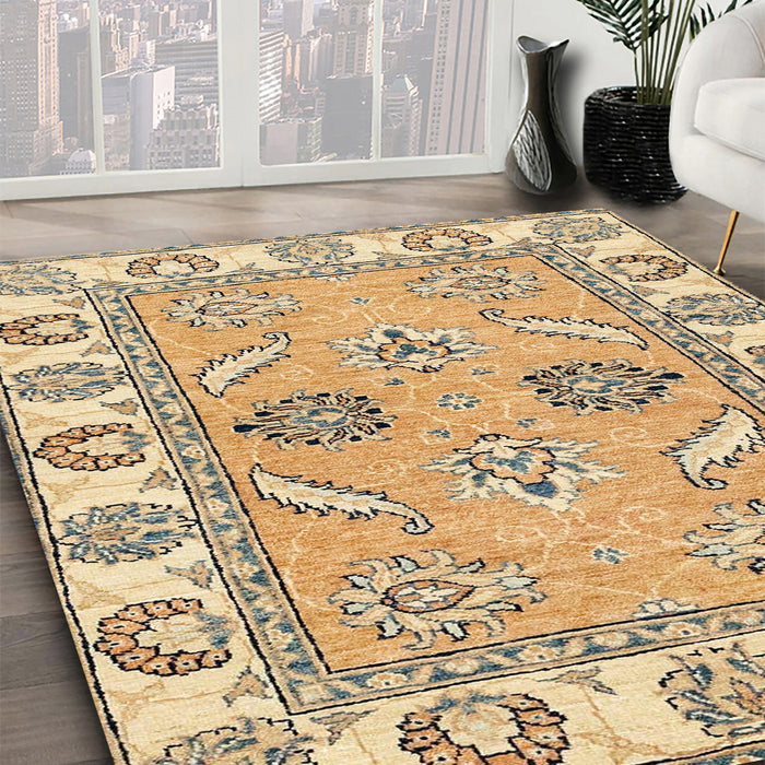Abstract Yellow Modern Rug in Family Room, abs2888