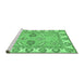 Sideview of Machine Washable Abstract Emerald Green Modern Area Rugs, wshabs2888emgrn