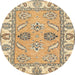 Round Machine Washable Abstract Yellow Rug, wshabs2888