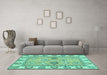 Machine Washable Abstract Turquoise Modern Area Rugs in a Living Room,, wshabs2888turq