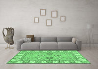 Machine Washable Abstract Emerald Green Modern Rug, wshabs2888emgrn