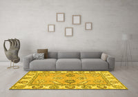 Machine Washable Abstract Yellow Modern Rug, wshabs2888yw