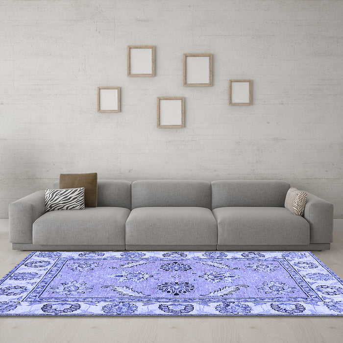 Machine Washable Abstract Blue Modern Rug in a Living Room, wshabs2888blu