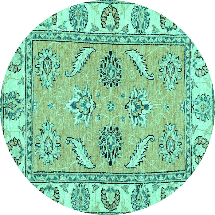 Round Machine Washable Abstract Turquoise Modern Area Rugs, wshabs2888turq