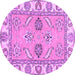 Round Machine Washable Abstract Purple Modern Area Rugs, wshabs2888pur