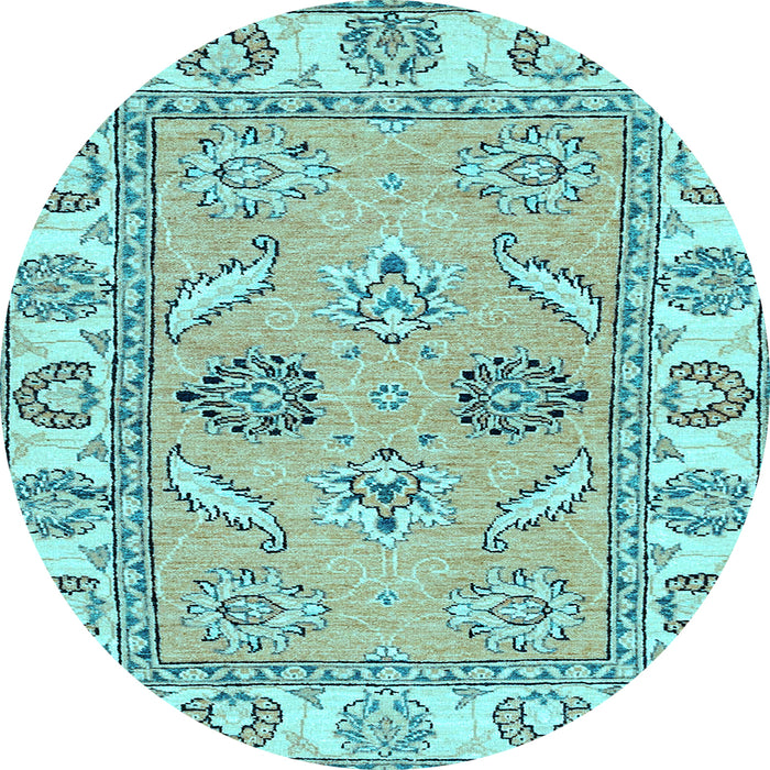 Round Abstract Light Blue Modern Rug, abs2888lblu