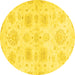 Round Abstract Yellow Modern Rug, abs2889yw