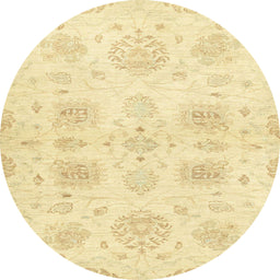Round Machine Washable Abstract Sun Yellow Rug, wshabs2889