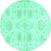 Round Abstract Turquoise Modern Rug, abs2889turq