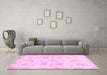 Machine Washable Abstract Pink Modern Rug in a Living Room, wshabs2889pnk