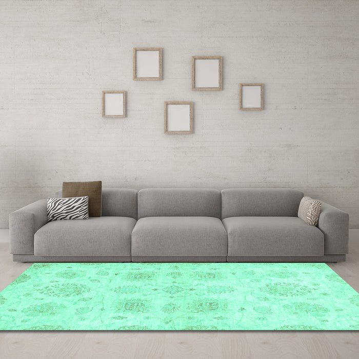 Machine Washable Abstract Turquoise Modern Area Rugs in a Living Room,, wshabs2889turq
