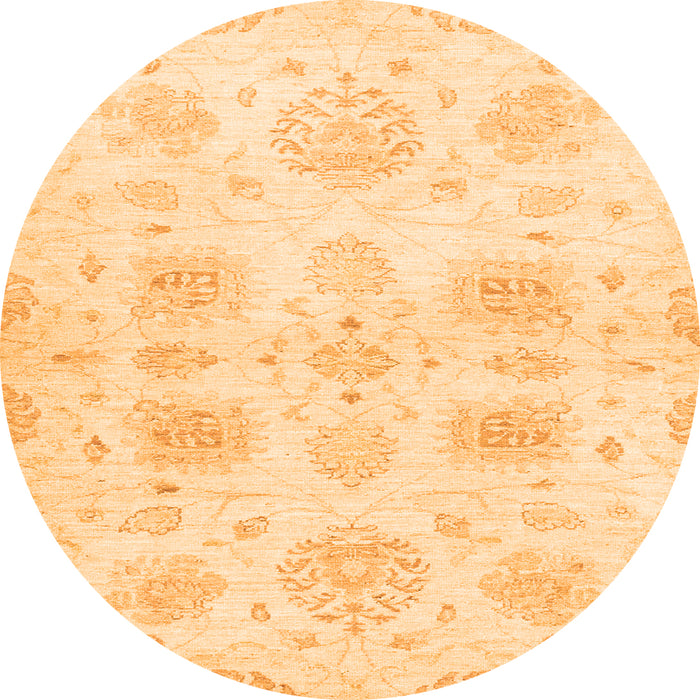 Round Machine Washable Abstract Orange Modern Area Rugs, wshabs2889org