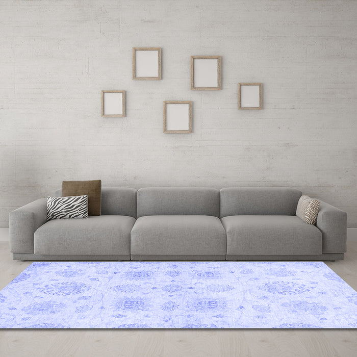 Machine Washable Abstract Blue Modern Rug in a Living Room, wshabs2889blu