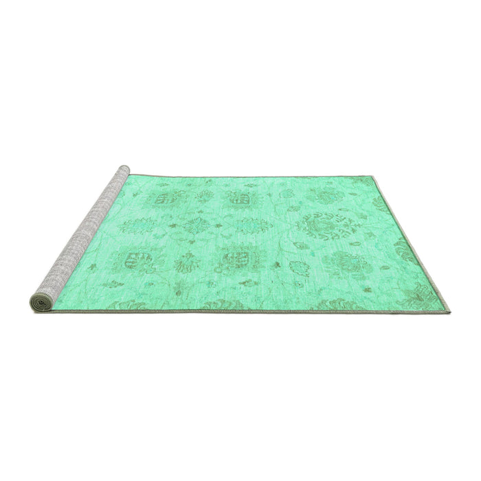 Sideview of Machine Washable Abstract Turquoise Modern Area Rugs, wshabs2889turq