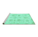 Sideview of Machine Washable Abstract Turquoise Modern Area Rugs, wshabs2889turq