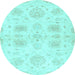 Round Abstract Light Blue Modern Rug, abs2889lblu