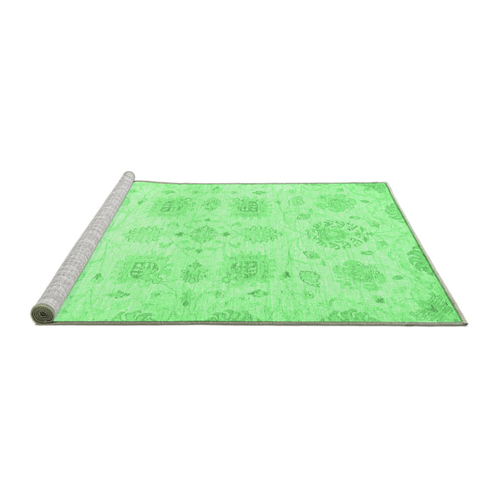 Sideview of Machine Washable Abstract Emerald Green Modern Area Rugs, wshabs2889emgrn