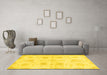 Machine Washable Abstract Yellow Modern Rug in a Living Room, wshabs2889yw