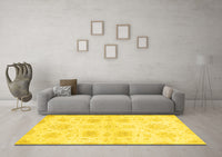 Machine Washable Abstract Yellow Modern Rug, wshabs2889yw