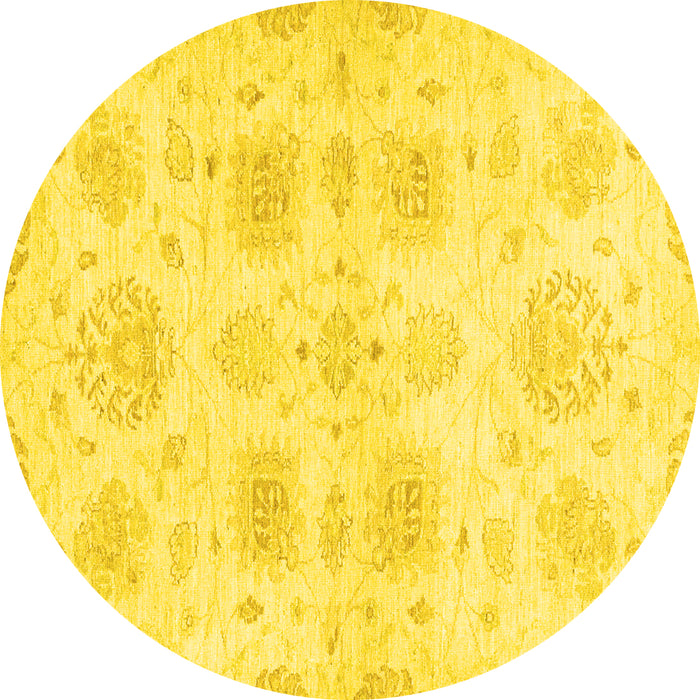 Round Machine Washable Abstract Yellow Modern Rug, wshabs2889yw