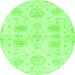 Round Abstract Green Modern Rug, abs2889grn