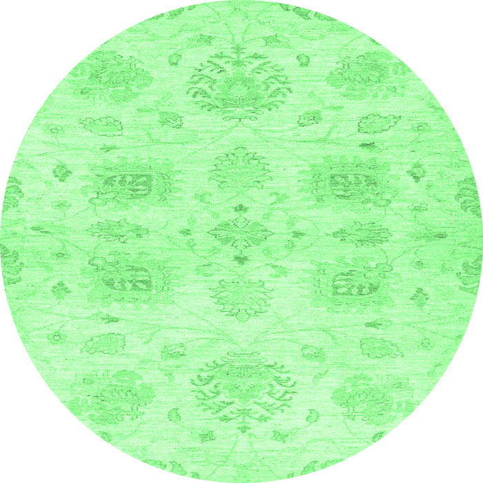 Round Abstract Emerald Green Modern Rug, abs2889emgrn