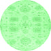 Round Abstract Emerald Green Modern Rug, abs2889emgrn