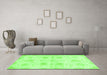 Machine Washable Abstract Green Modern Area Rugs in a Living Room,, wshabs2889grn