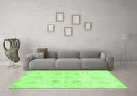 Machine Washable Abstract Green Modern Rug, wshabs2889grn