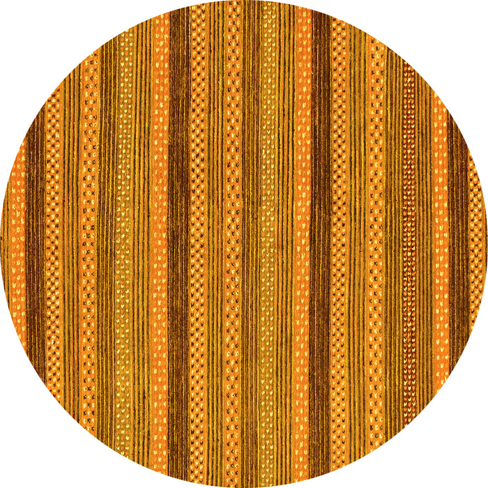Round Machine Washable Oriental Yellow Modern Rug, wshabs288yw
