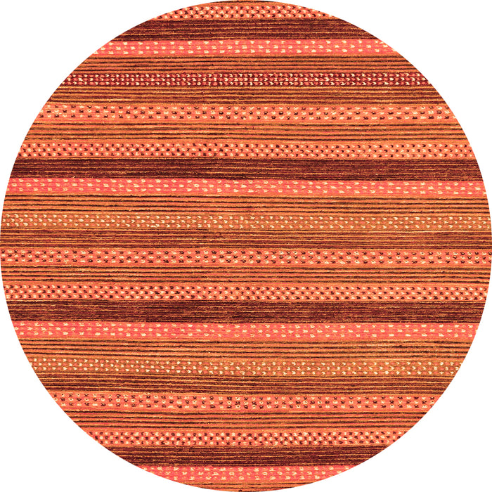 Round Machine Washable Oriental Orange Modern Area Rugs, wshabs288org