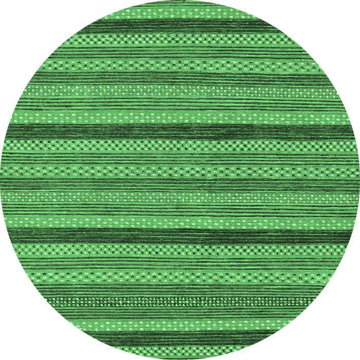 Round Machine Washable Oriental Emerald Green Modern Area Rugs, wshabs288emgrn