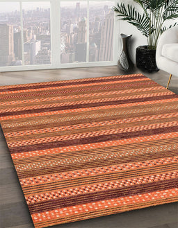 Abstract Orange Oriental Rug in Family Room, abs288