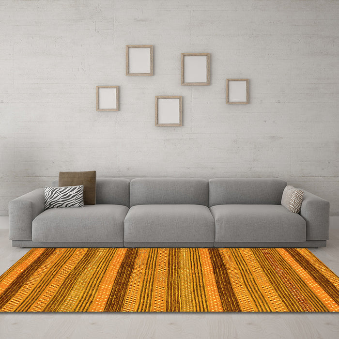 Machine Washable Oriental Yellow Modern Rug in a Living Room, wshabs288yw