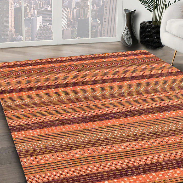 Abstract Orange Oriental Rug in Family Room, abs288
