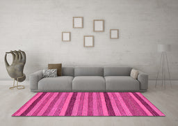 Machine Washable Oriental Pink Modern Rug in a Living Room, wshabs288pnk