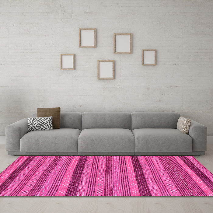 Machine Washable Oriental Pink Modern Rug in a Living Room, wshabs288pnk