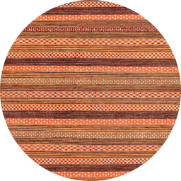 Round Machine Washable Abstract Orange Rug, wshabs288