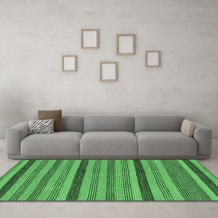 Machine Washable Oriental Emerald Green Modern Area Rugs in a Living Room,, wshabs288emgrn