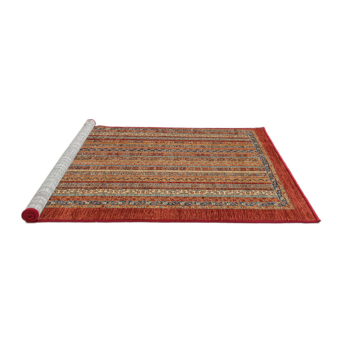 Sideview of Machine Washable Abstract Red Rug, wshabs2890