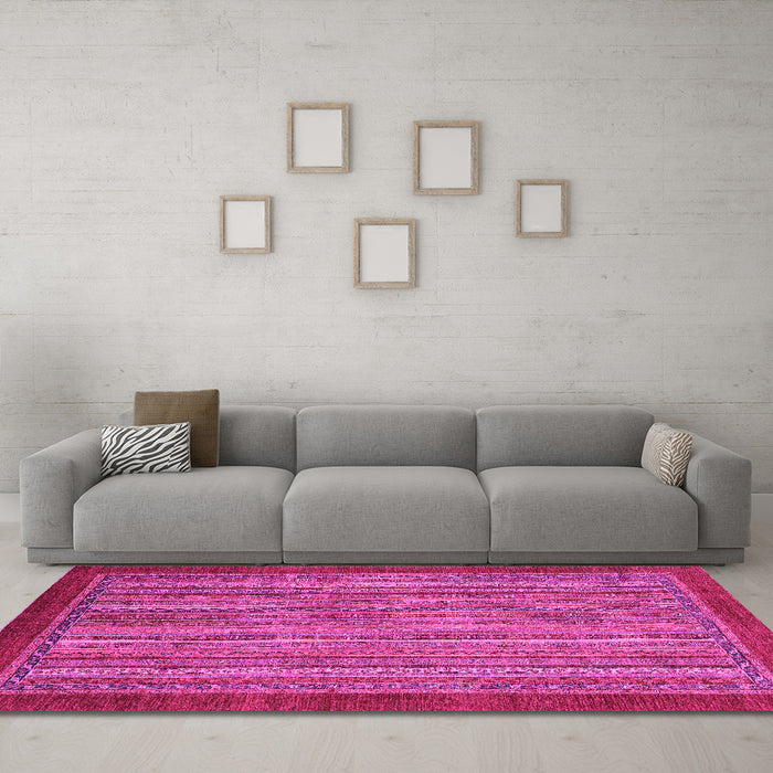 Machine Washable Abstract Pink Modern Rug in a Living Room, wshabs2890pnk