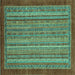 Square Machine Washable Abstract Turquoise Modern Area Rugs, wshabs2890turq