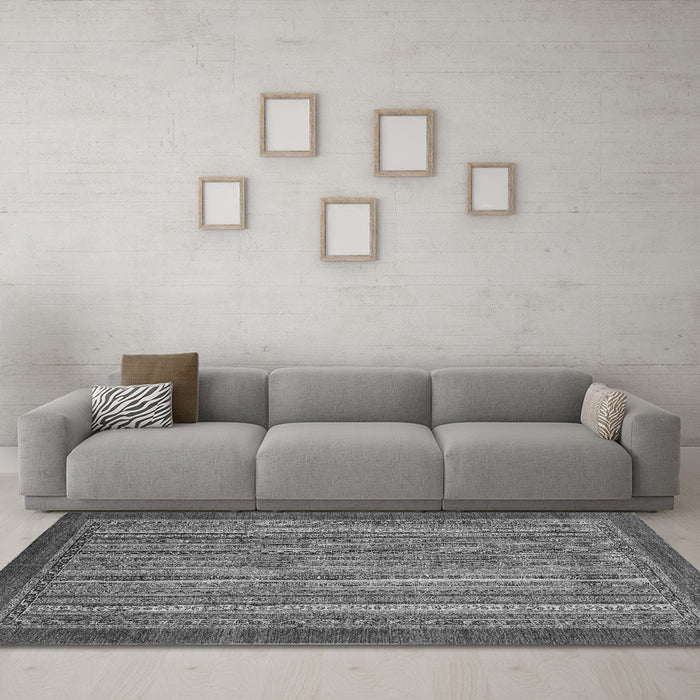 Machine Washable Abstract Gray Modern Rug in a Living Room,, wshabs2890gry