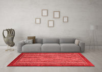 Machine Washable Abstract Red Modern Rug, wshabs2890red