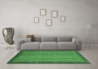 Machine Washable Abstract Emerald Green Modern Rug, wshabs2890emgrn