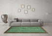 Machine Washable Abstract Turquoise Modern Area Rugs in a Living Room,, wshabs2890turq