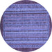 Round Abstract Blue Modern Rug, abs2890blu