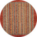 Round Machine Washable Abstract Red Rug, wshabs2890