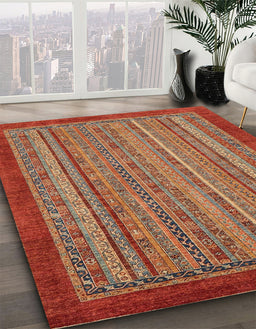 Machine Washable Abstract Red Rug in a Family Room, wshabs2890