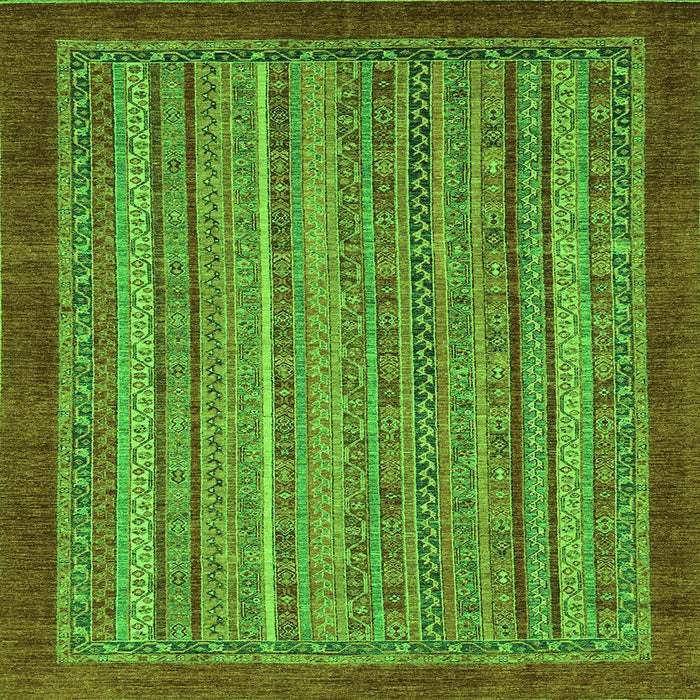 Square Machine Washable Abstract Green Modern Area Rugs, wshabs2890grn